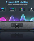 USB C And USB Powered Computer Speakers With Colorful LED Lights Plug N Play Wired Bluetooth Sound Bar front view