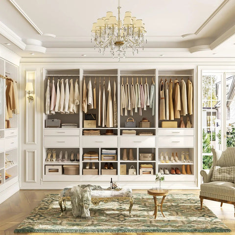 Extra Large Modular Closet System With Six Rock Solid Drawers And Versatile Hanging Rods Adjustable Shoe Rack Plus Cube Storage No Sweat Setup Big Time Organization White Wardrobe Tower For Home