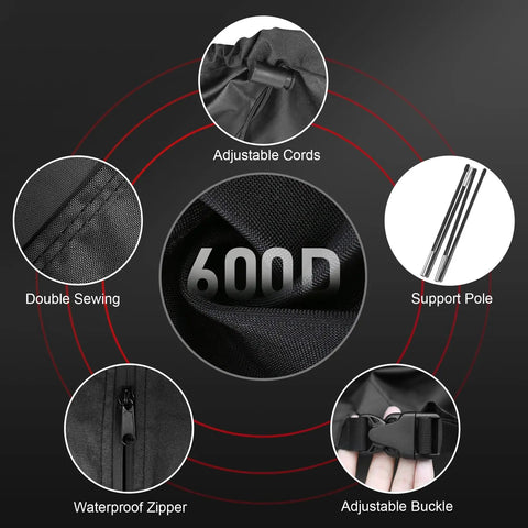 Heavy Duty 600D Patio Umbrella Cover For Cantilever And Offset Umbrellas, Waterproof, with adjustable cords and zipper