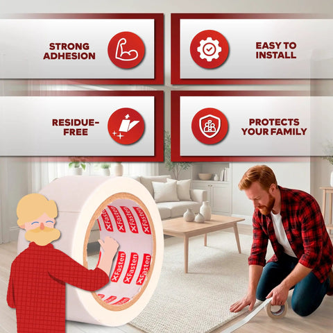 Extra Sticky Carpet Tape 2 Inch By 10 Yards Rug Gripper For Indoor Outdoor Use Keeps Rugs From Sliding On Hardwood Floors And Laminate, Double Sided Peel And Stick, Residue Free, Easy To Install