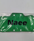 Green Velvet Terry Sweatband For Hard Hats, Washable Snap On Liner, 3 Pack, displayed in packaging with snap buttons