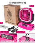 Portable Camping Fan With LED Lantern And 20000mAh Battery Auto Oscillation Remote Timer 360 Degree Rotation Hook Four Speeds