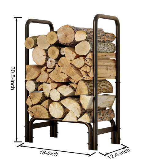 Sturdy Firewood Rack And Log Holder For Indoor Outdoor Use Heavy Duty 25mm Tubular Steel Log Storage Stack Supports Up To 400 Pounds Rustproof Black Powder Coated Firewood Organizer For Fireplace And Patio