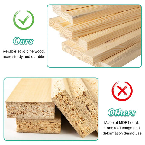 Comparison of solid pine wood versus MDF board quality for durability and sturdiness in furniture construction.