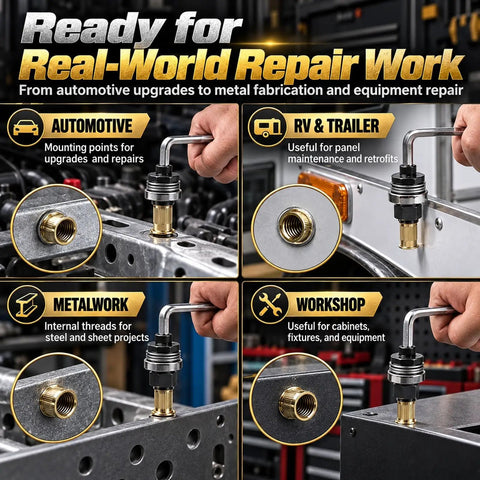 Top Shelf Gcr15 Carbon Steel Rivet Nut Tool Kit With Dual Bearing Shafts installing threaded inserts in automotive applications.