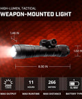 ProTac 2.0 2000 Lumen Rail Mount Tactical Flashlight With Rechargeable Battery Pack USB C Cord