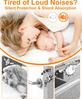 Mother and baby sleeping with 200 Piece Clear Silicone Cabinet Bumpers With Sticky Self Adhesive Backing For Dead Quiet Drawers And Smooth Furniture Glide Totally Solid Anti Slip Pads Deliver No Sweat Noise Reduction To Kitchens And Homes Right Now.