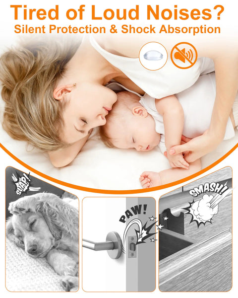 Mother and baby sleeping with 200 Piece Clear Silicone Cabinet Bumpers With Sticky Self Adhesive Backing For Dead Quiet Drawers And Smooth Furniture Glide Totally Solid Anti Slip Pads Deliver No Sweat Noise Reduction To Kitchens And Homes Right Now.