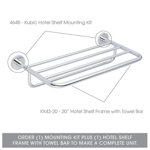 Hotelier Chrome Shelf Frame And Towel Bar 24 Inch Polished Chrome Finish Canterbury Series Wall Mount Bath Accessory