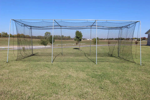 Backyard Batting Cage Kit With Heavy Vinyl Backstop And Pitcher Training Target, 24 To 30 Foot Net, Easy Entry Door