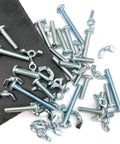 48 Pack One Quarter Twenty Wing Nut And Machine Screw Kit With Round Head Phillips Bolts In One Inch One And A Quarter Inch And Two Inch Lengths Zinc Plated Hardware Includes Twenty Four Wing Nuts And Twenty Four Machine Screws In Clear Box For DIY on a black background