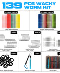 All In One Bass Fishing Lures Kit With 32 Premium Five And A Half Inch Soft Plastic Worms Wacky Rig Gear 20 Hooks 25 Nail Weights 40 Wacky O Rings Rig Tool And Portable Tackle Box For Serious Anglers