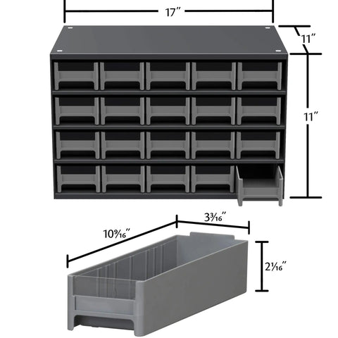 Heavy Duty Steel Garage Storage Cabinet With 20 Drawers For Hardware And Small Parts Nails Screws Bolts Nuts 17 W X 11 D X 11 H Gray Drawers Built For Home Garage Or Shop Storage Durable Metal Construction Keeps Small Parts Organized