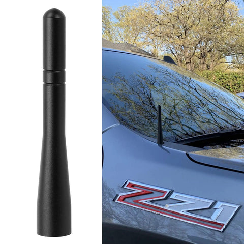 Short Antenna Mast For Trucks And Off Road Vehicles Hood Mounted 4 Inch Mini Antenna Replacement on truck hood and standalone