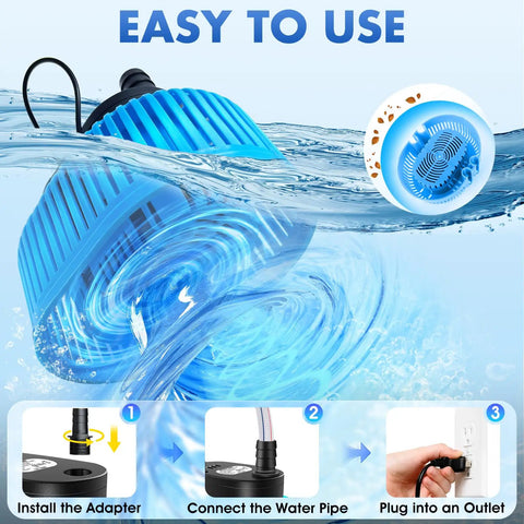 Automatic Pool Cover Pump With Water Sensor For Above Ground Pools, Fast Dry Your Cover After Rain, Sump Pump For Pool Drainage, 850 GPH Blue.