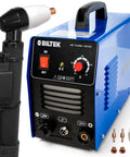 50 Amp Non Pilot Arc Plasma Cutter With Dual Voltage 110V 220V And Pre Attached 110V US Plug shown in a durable blue unit