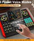 User adjusting settings on G10 soundboard from Podcast Setup Bundle With Microphone And Sound Card For PC And Mobile for streaming.