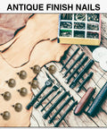 Top Shelf Vintage Floral Upholstery Tacks 240 Piece Set Antique Bronze Furniture Nails on leather with tools for crafting