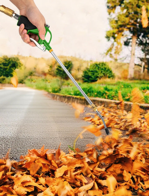 Long Reach Extendable 19 To 28 Inch Air Nozzle Blow Gun With High Pressure Output Rubber Grip Handle clearing leaves outdoors