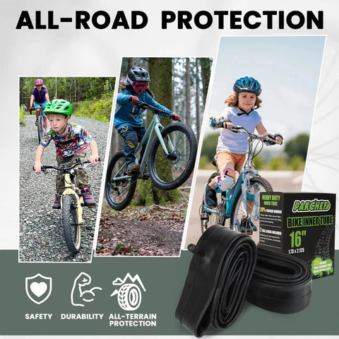Thick 16 Inch Bike Inner Tubes Set Of 2 Compatible With 16x1.75 16x1.95 16x2.10 And 16x2.125 With 32mm Schrader Valve