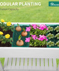 Top view of Elevated Garden Bed Kit With Legs And Wheels Large Resin Planter Box Stand With Drain Plug And Storage Shelf perfect for plants.