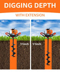 Beast 62cc Two-Stroke Gas Powered Post Hole Digger showing 31 inch and 51 inch extension for digging depth.