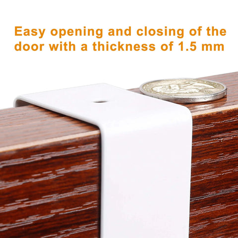 Over The Door Hook Rack With Five Double Hooks For Hanging Clothes Towels Coats And Hats Modern Door Organizer With Easy Install White Finish shown fitting over wooden door edge with coin for thickness comparison