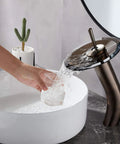 Waterfall Bathroom Faucet With Single Handle Solid Brass Construction Oil Rubbed Bronze Finish Tall Vessel Sink Vanity Faucet