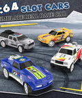 1:64 slot cars for Ultimate Slot Car Race Track Set With Four Cars Electric Track With Slope Overpass And Circular Laps