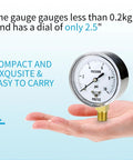 2.5 Inch Diaphragm Pressure Gauge For Low Pressure Gas And Vacuum Micro Precision With Radial Mount NPT 1/4 Inlet 0-10 PSI Range