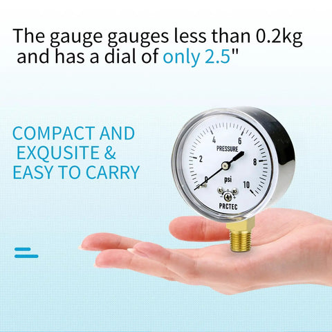 2.5 Inch Diaphragm Pressure Gauge For Low Pressure Gas And Vacuum Micro Precision With Radial Mount NPT 1/4 Inlet 0-10 PSI Range