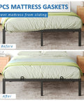 Heavy Duty Non Slip Mattress Grippers For Metal Bed Frame, adjustable anti slide brackets in before and after mattress usage.