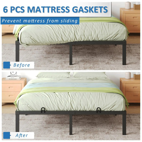 Heavy Duty Non Slip Mattress Grippers For Metal Bed Frame, adjustable anti slide brackets in before and after mattress usage.