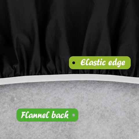 Close-up of Round Fitted Tablecloth With Elastic Edge, 100 Percent Waterproof Plastic Cover, Vinyl Flannel Backed Table Protector