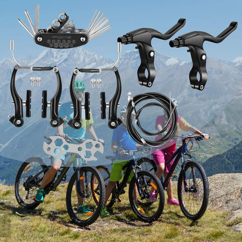 Beefed Up All In One V Type Bike Brakes Set With Front And Rear Cables Calipers Levers Universal Front And Rear Brakes Kit