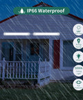 2Ft LED Ceiling Light Fixture 18W Plug Linkable Waterproof Tube Light For Garage Kitchen Bathroom Closet Office, 5000K Cool White installed outdoors in rain