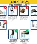 Diagram showing faucet types compatible with Dual Countertop Water Filter With Carbon And Mineral PH Alkaline System Easy Twist On Faucet