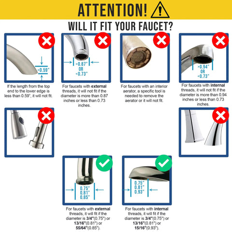 Diagram showing faucet types compatible with Dual Countertop Water Filter With Carbon And Mineral PH Alkaline System Easy Twist On Faucet