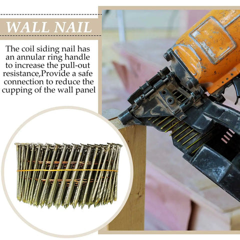 3600 Count Siding Nails 2 Inch 15 Degree Wire Collated Coil Nails For Sheathing Decking Fencing Replacement Parts