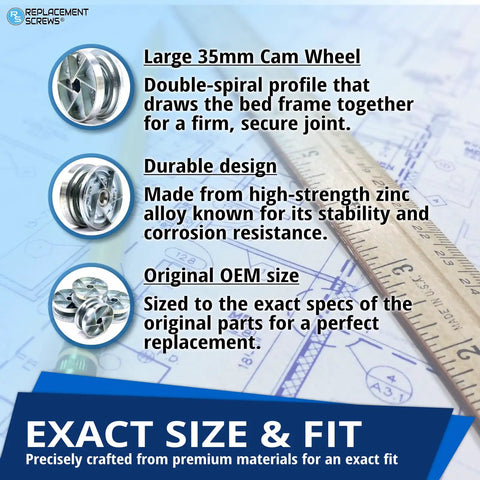 Swap Busted Cams With Beefy Replacement Locks Fitting Ikea Part 114670 Spot On These Bad Boys Clamp Tight To Banish Wobbles Fast Setup Lets Your Bed Frame Stay Rock Solid Long Lasting Steel Makes Replacements Easy Use Correct 35mm Dual Spiral Cams For