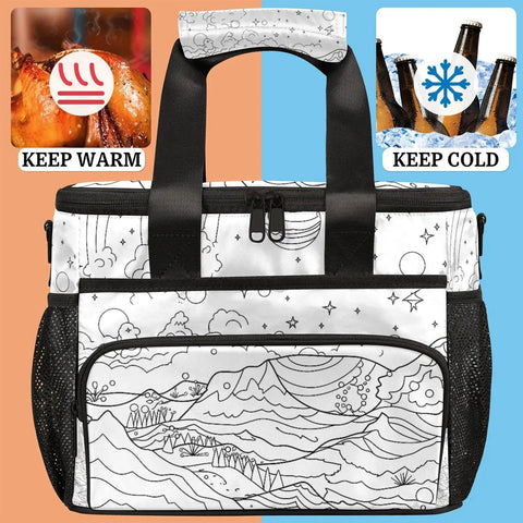 Insulated Picnic Backpack Lunch Bag For Everyday Adventures Large 12x9 Inch Tote with keep warm and cold compartments