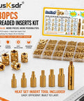 Heat Set Threaded Inserts Kit With Knurled Brass Inserts Sizes M2 And M25 And M3 And M4 And M5 And M6 For 3D Printing And DIY Projects