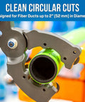 Close-up of Rotary Duct And Tube Cutter For Large HDPE Ducts And Fiber Optic Lines Cuts 36 To 52 Millimeters With A Two Inch Maximum