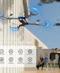 4K HD Camera Drone With Brushless Motors flying near family outdoors.