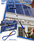 Pro Grade 30Ft Reach Solar Panel Cleaning Kit With 20 Inch Water Fed Brush cleaning rooftop panels with telescoping pole