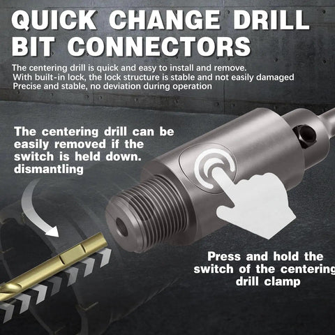 Heavy Duty Concrete Hole Saw Kit With 7 Tungsten Steel Masonry Drill Bits For Stone Brick And Cement Wall Drilling Including Sds Plus And Max Connectors To Get The Job Done Fast quick-change drill bit connector