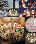 G9 120V 40W Xenon Light Bulb Warm White 2700K Dimmable showcased in various chandelier settings