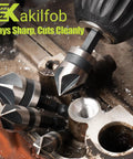 All In One Step Drill Bit Set With Countersinks For Metal Aluminum Wood Plastic, Four Spiral Flute, used on a metal surface