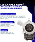 Washer Drain Pump Replacement Drop In W10276397 For Whirlpool Kenmore Maytag Laundry Machines Replaces WPW10276397VP B40-3A 1874334
