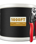 1000 Ft One Eighth Inch T316 Black Stainless Steel Cable For Deck Railing Kit And DIY Balustrades With Cutter Aircraft